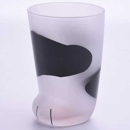 Tabby style cat paw frosted glass mug