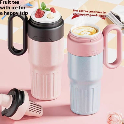 Insulated tumbler with straw — on-the-go lifestyle view