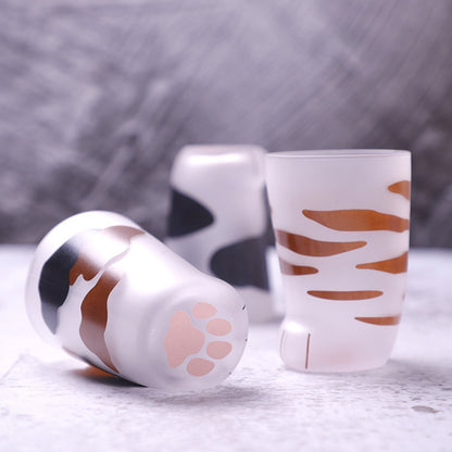 Sanhua style cat paw frosted glass mug