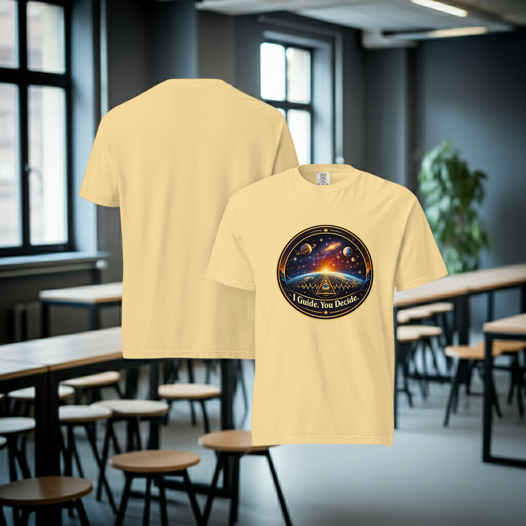 I Guide You Decide T-Shirt - Garment-Dyed Heavyweight Tee | Vibrational Sync