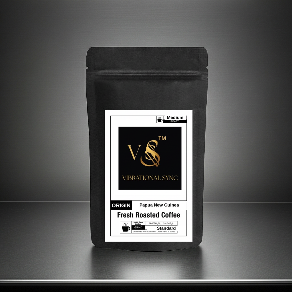 Papua New Guinea single origin coffee grounds close-up