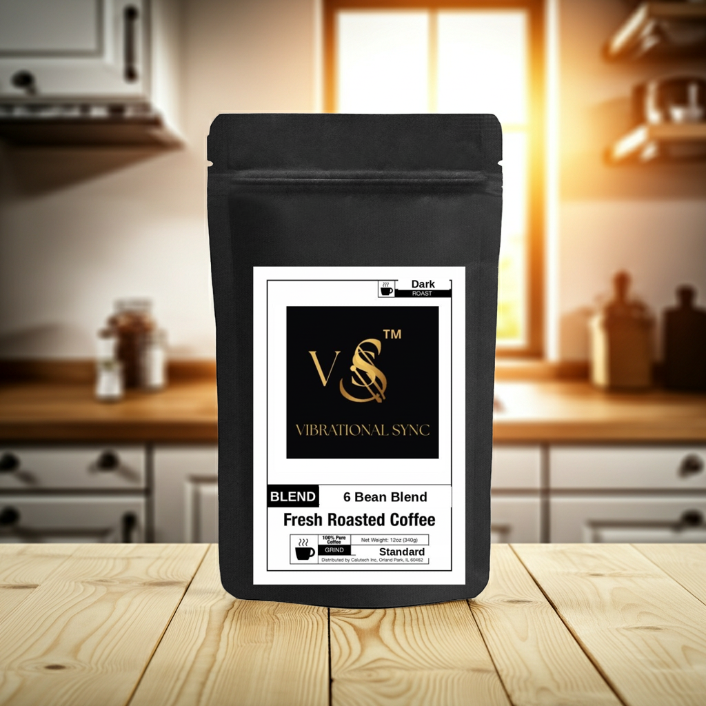 6 Bean Blend espresso grounds close-up — dark roast