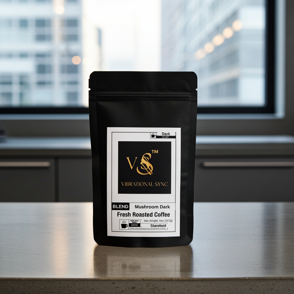 Lion's mane and cordyceps mushroom coffee lifestyle scene — Vibrational Sync