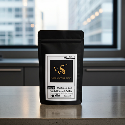 Lion's mane and cordyceps mushroom coffee lifestyle scene — Vibrational Sync