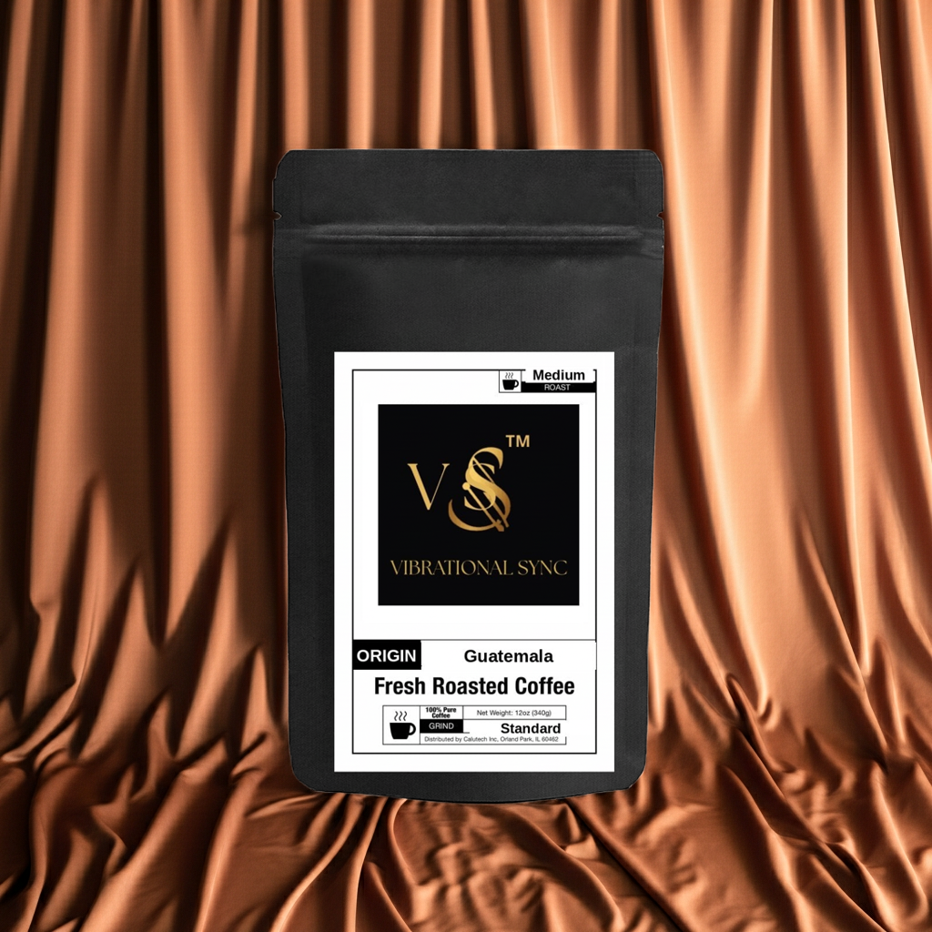 Guatemala single origin medium roast Arabica — Vibrational Sync bag detail
