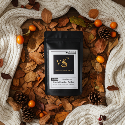 Medium roast mushroom coffee brewed cup — Vibrational Sync