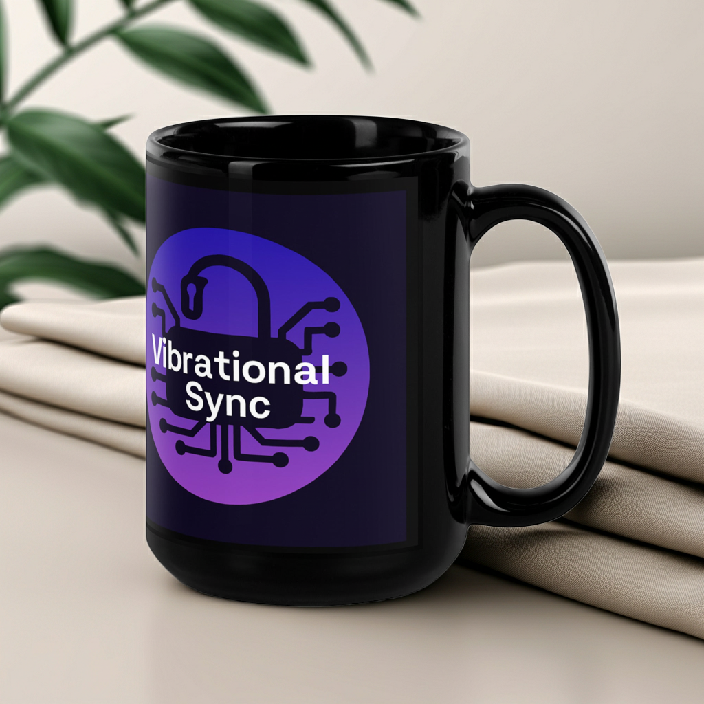 Vibrational Sync Black Glossy Mug