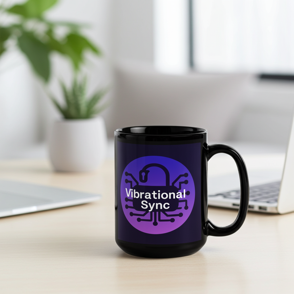 Vibrational Sync Black Glossy Mug