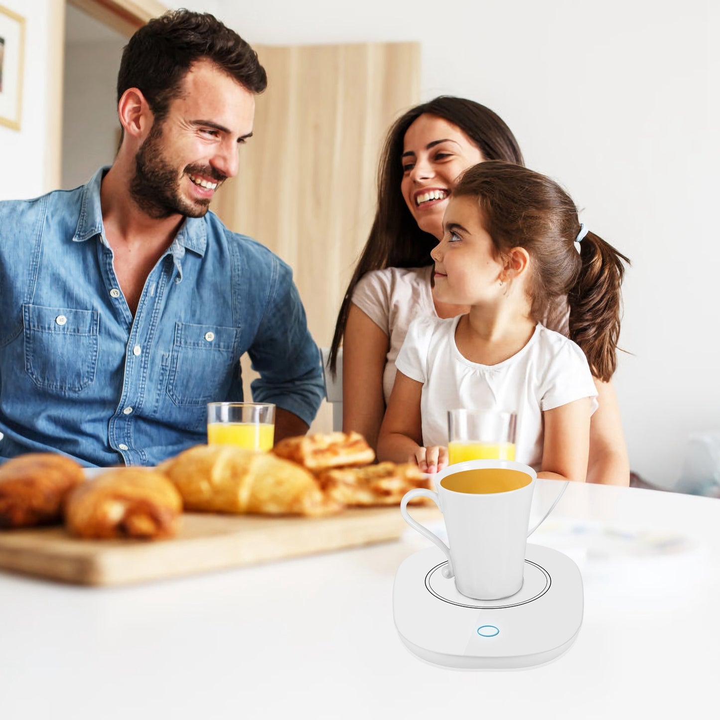 Electric mug warmer pad — top view
