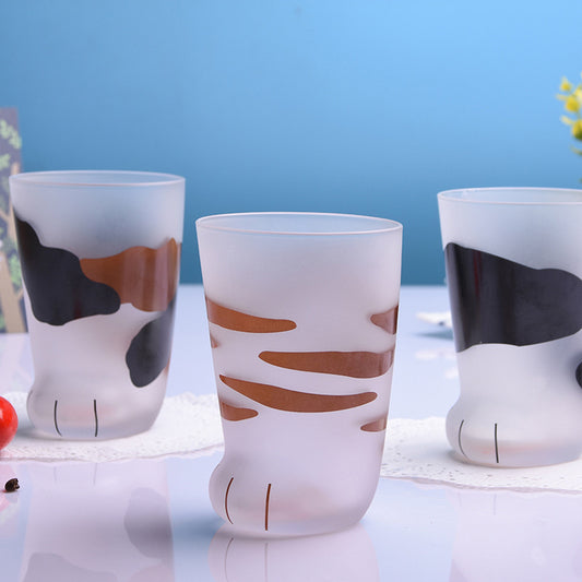 Cat paws frosted glass coffee mug — hero view