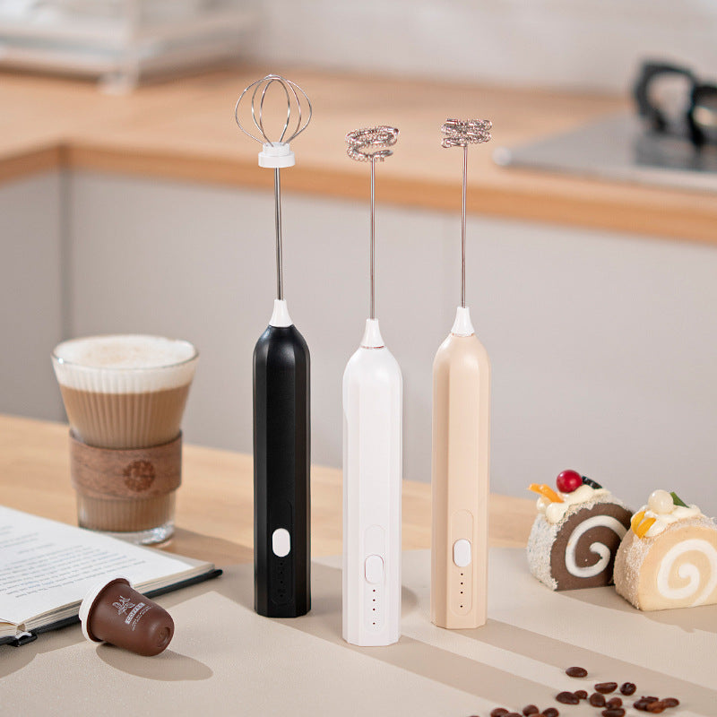 USB rechargeable milk frother frothing milk