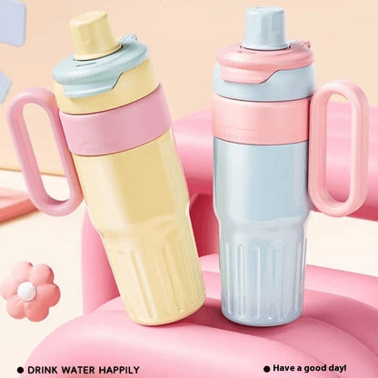 Gradient insulated tumbler in white with carry handle