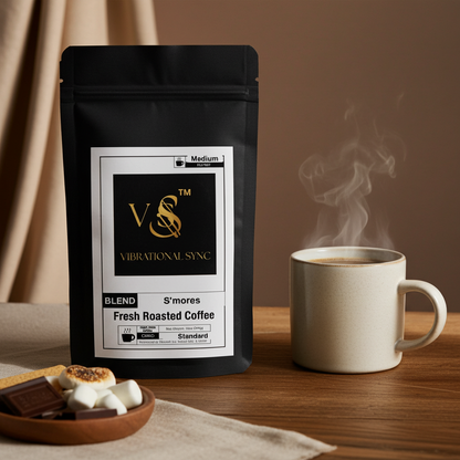 S'mores coffee lifestyle scene — Vibrational Sync