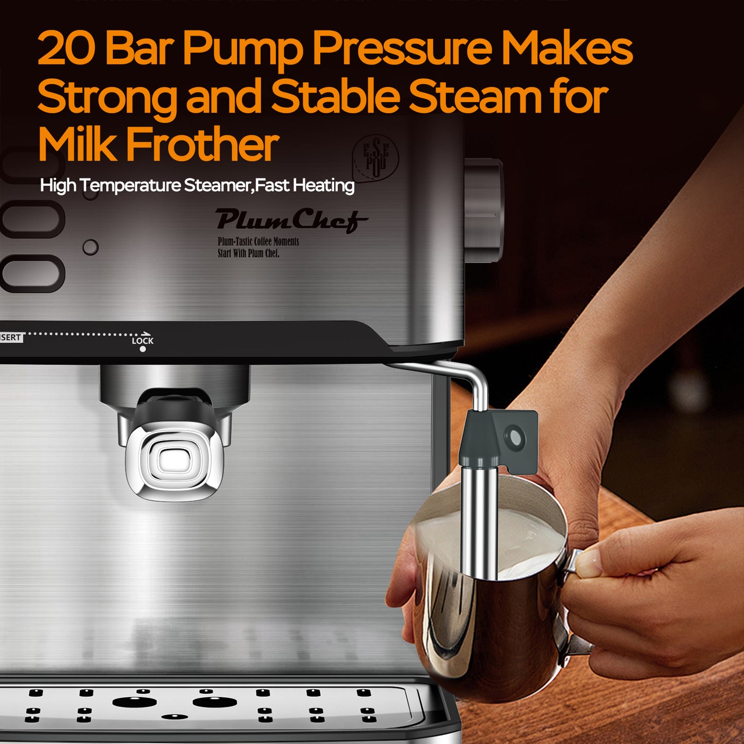 20-bar espresso machine visual pressure display