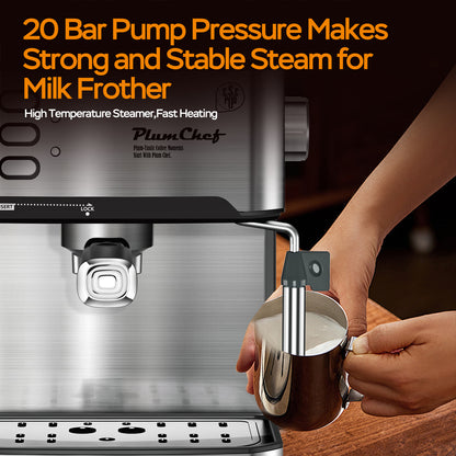 20-bar espresso machine visual pressure display