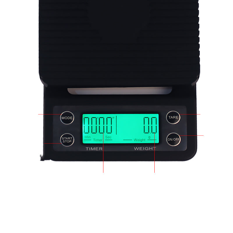 Coffee scale with timer — brewing in use