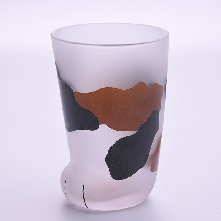 Cows style cat paws frosted glass mug