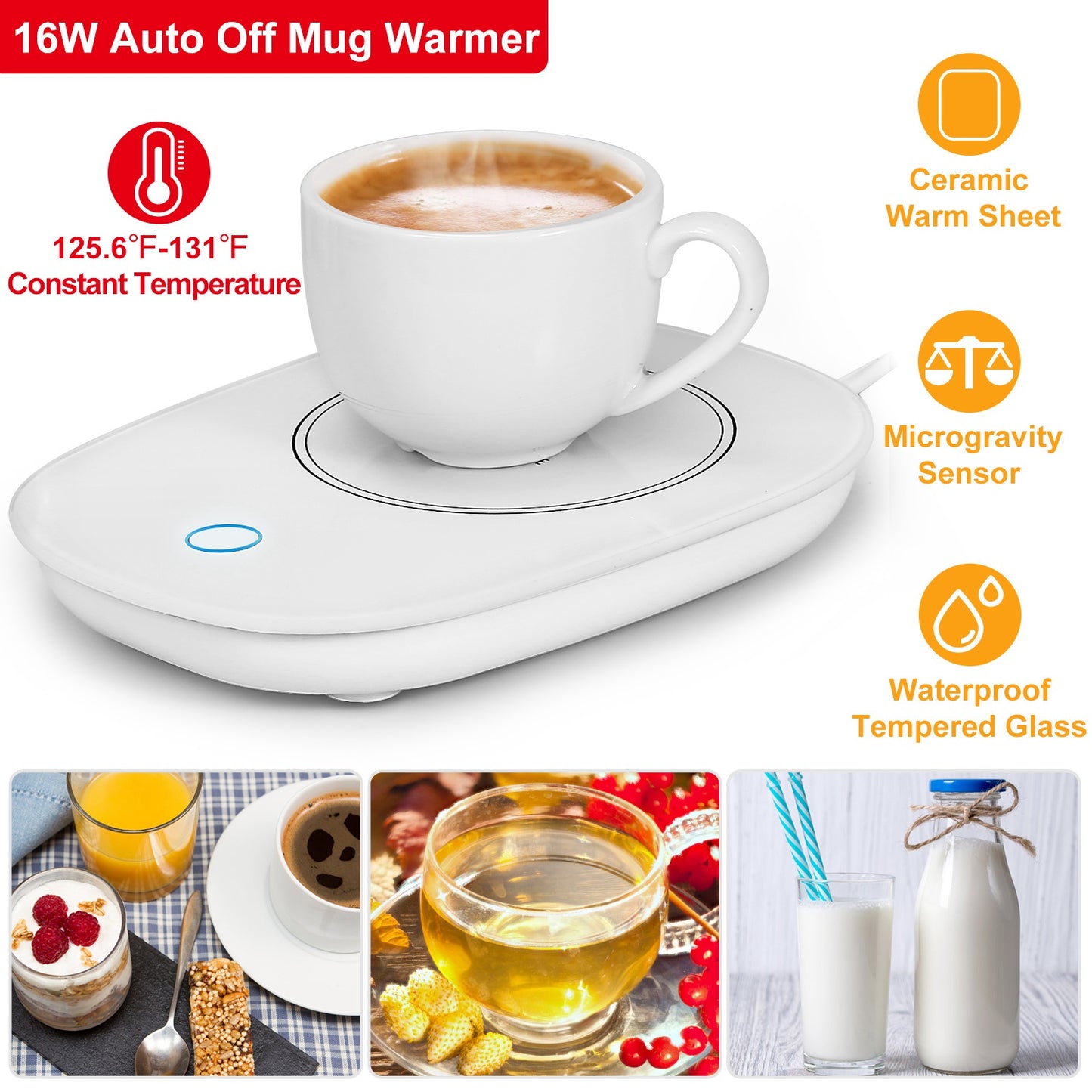Auto shut-off coffee mug warmer — hero view