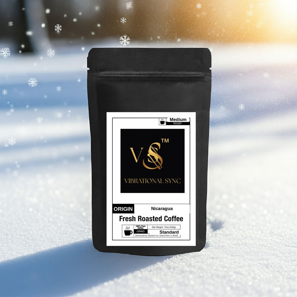 Nicaragua single origin medium roast Arabica — Vibrational Sync bag detail