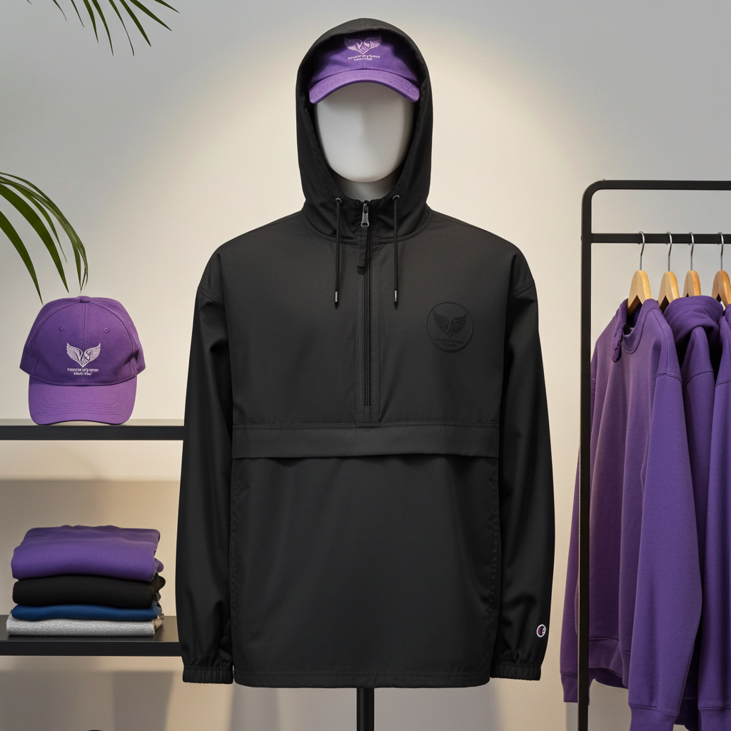 Vibrational Sync Designs Embroidered Champion Packable Jacket