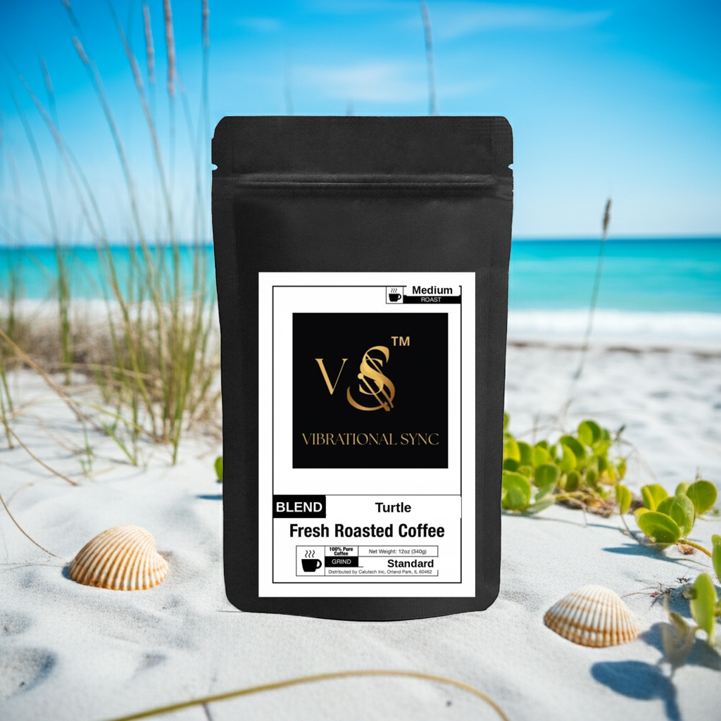 Turtle flavored ground coffee with chocolate, caramel and hazelnut — Vibrational Sync