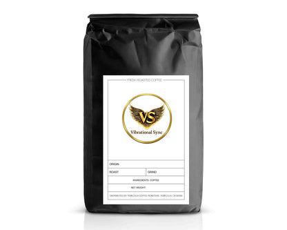 Vibrational Sync coffee bag on a white background