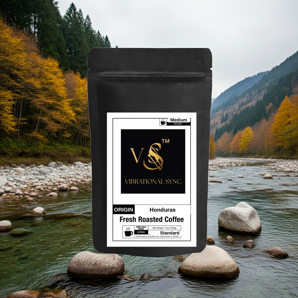 Honduras single origin medium roast Arabica — Vibrational Sync bag detail