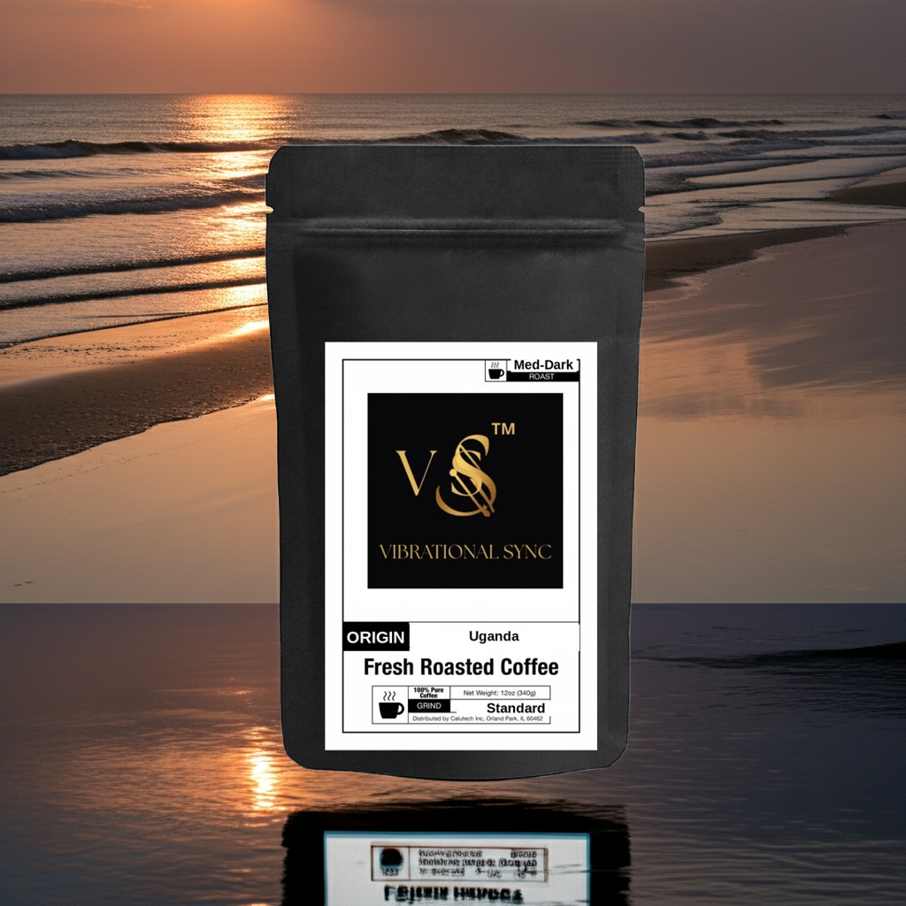 Uganda single origin coffee grounds close-up